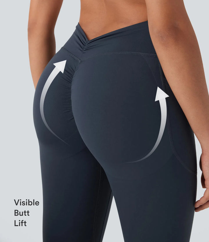 Halara UltraSculpt legginsy do jogi z wysokim stanem, z kontrolą brzucha, unoszącym efektem na pośladki, marszczone, z kieszeniami i modelującym krojem