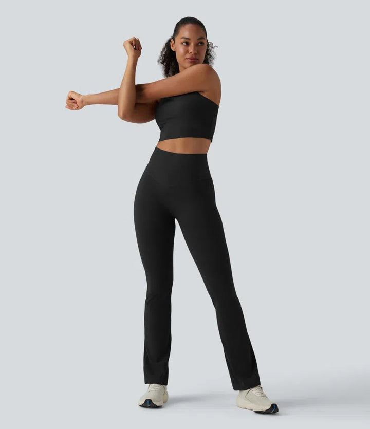 Halara UltraSculpt legginsy do jogi z wysokim stanem, unoszące pośladki i modelujące brzuch, o kroju bootcut, z kieszeniami