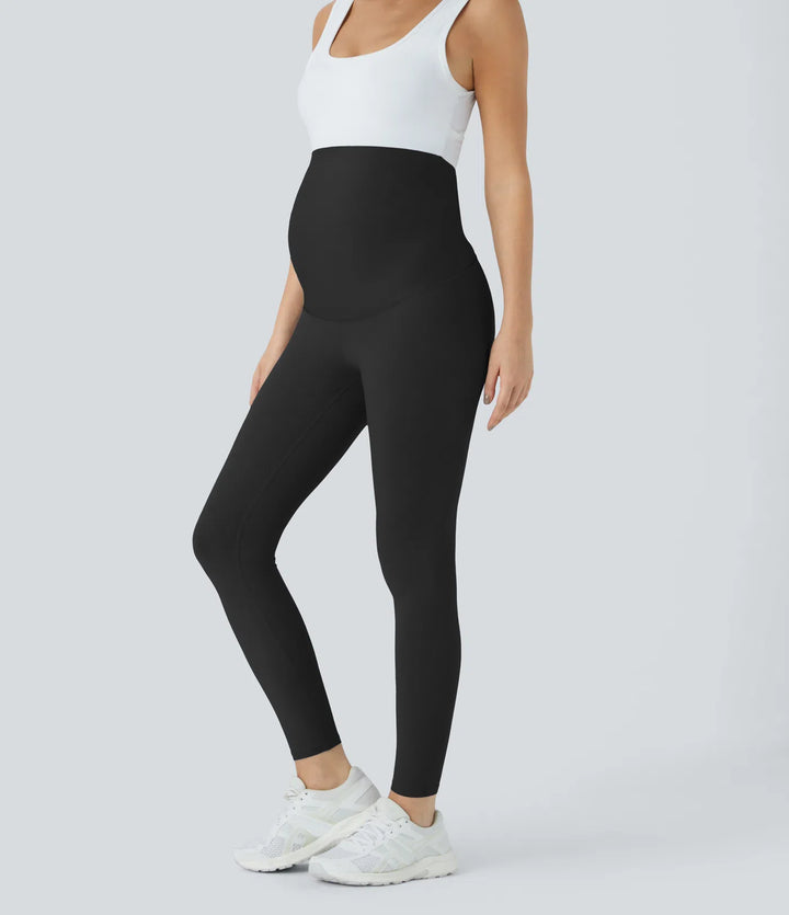 SoftlyZero legginsy ciążowe do jogi z bardzo wysokim stanem, długość 7/8