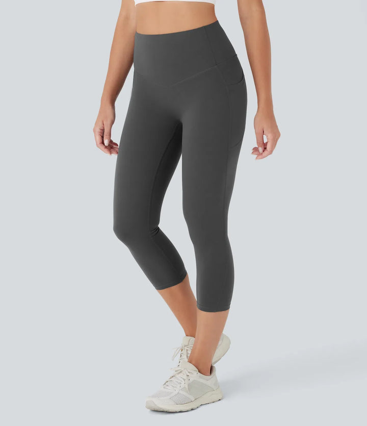 Milejka UltraSculpt z wysokim stanem unoszące pośladki modelujące brzuch kieszeń modelujące capri legginsy treningowe