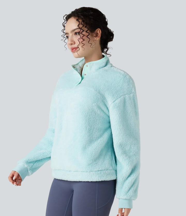 Ze stójką z guzikami na co dzień polarowy bluza
