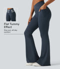 Milejka UltraSculpt z wysokim stanem krzyżowany modelujące brzuch flare treningowy legginsy z kieszeniami