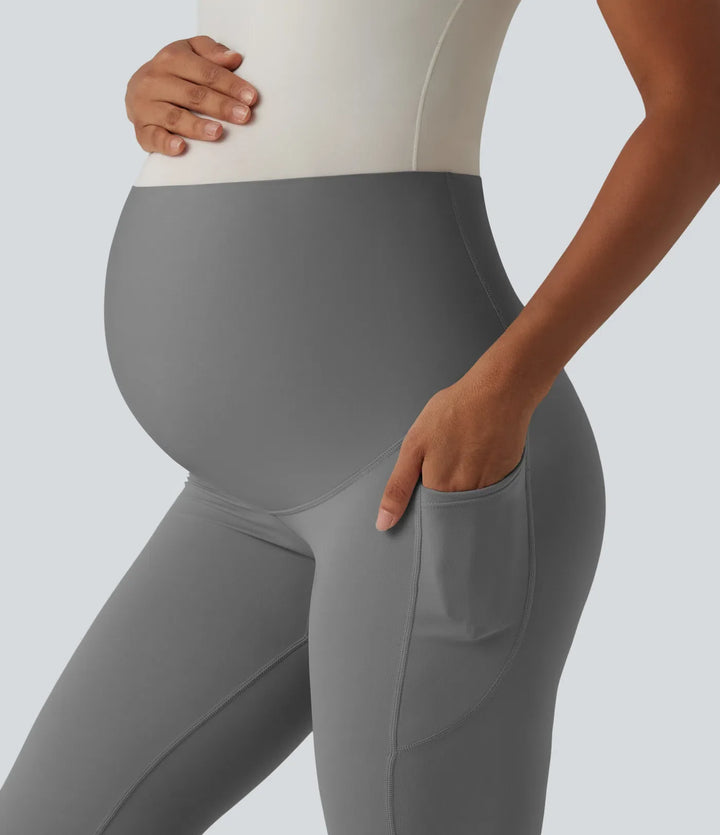 SoftlyZero z bardzo wysokim stanem flare joga ciążowy legginsy z kieszeniami