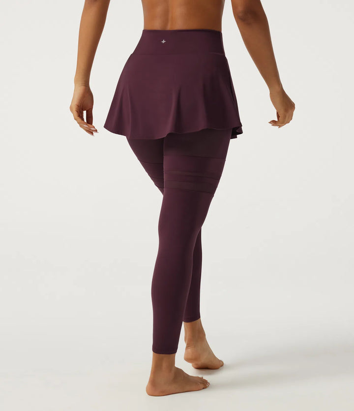 SoftlyZero Airy legginsy do tańca z dołączoną spódniczką, plisowane, z kontrastową siateczką, ze średnim stanem i kieszeniami