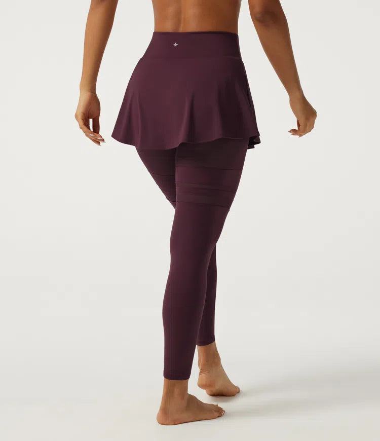 SoftlyZero Airy legginsy do tańca z dołączoną spódniczką, plisowane, z kontrastową siateczką, ze średnim stanem i kieszeniami
