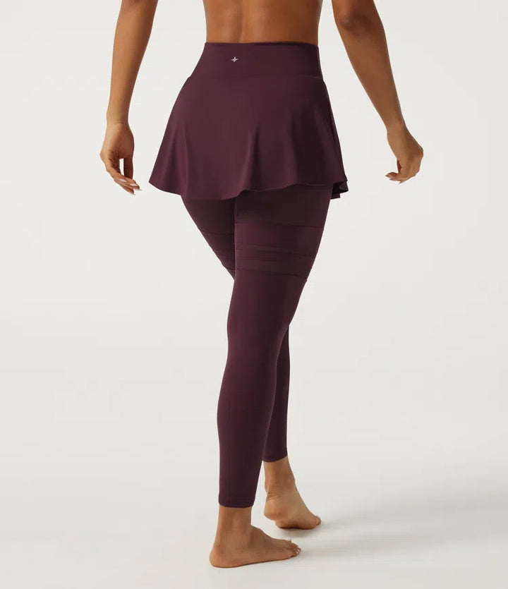SoftlyZero Airy legginsy do tańca z dołączoną spódniczką, plisowane, z kontrastową siateczką, ze średnim stanem i kieszeniami