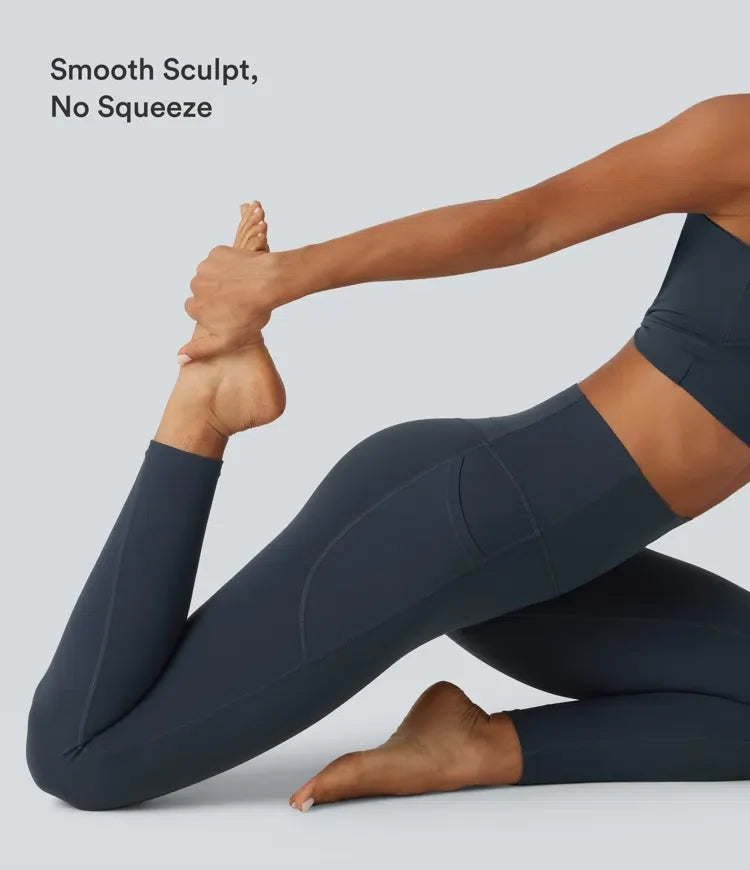 Milejka UltraSculpt Curvy z wysokim stanem modelujące brzuch modelujące legginsy do jogi z kieszeniami