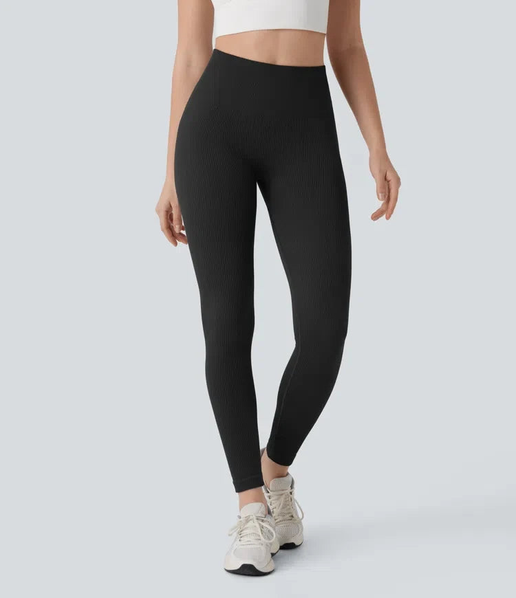 bezszwowy Flow z wysokim stanem modelujące brzuch unoszące pośladki 7/8 legginsy do jogi