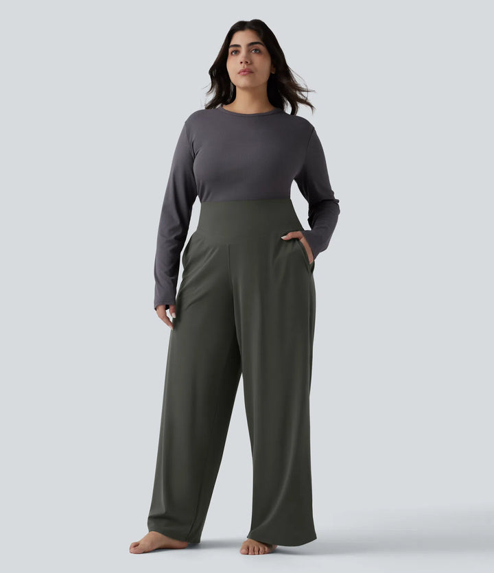 Halara UltraSculpt spodnie do jogi w rozmiarze plus size z wysokim stanem, kontrolą brzucha, prostą nogawką i kieszeniami