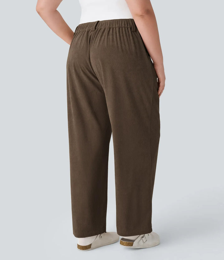 Ze średnim stanem zamek kieszeń plus size sztruksowy spodnie na co dzień