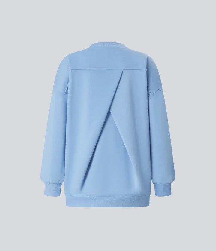 Z okrągłym dekoltem i długim rękawem kieszeń oversize polarowy bluza na co dzień