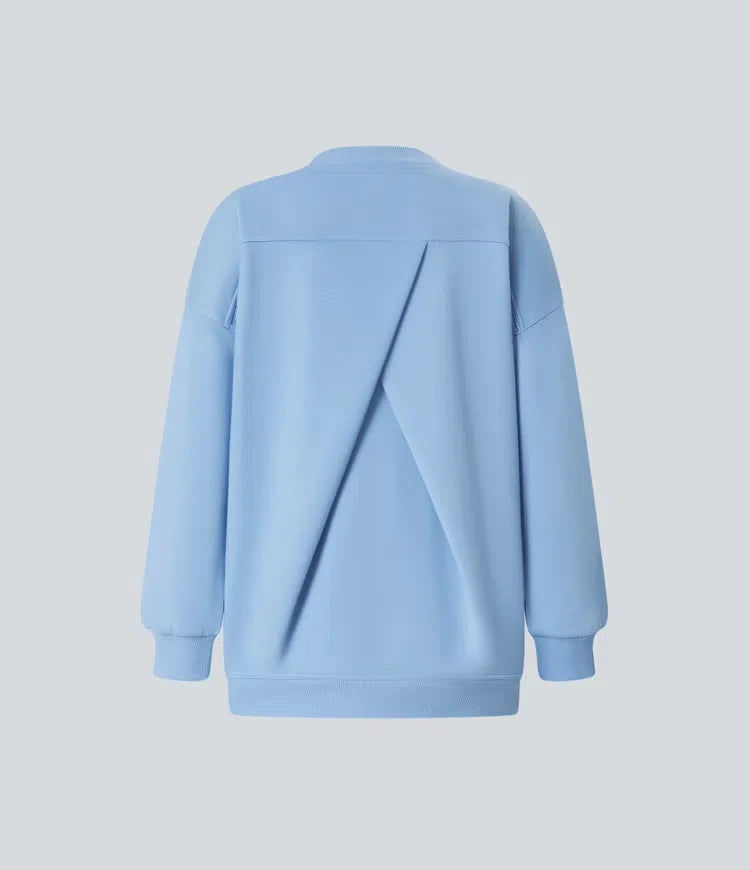 Z okrągłym dekoltem i długim rękawem kieszeń oversize polarowy bluza na co dzień