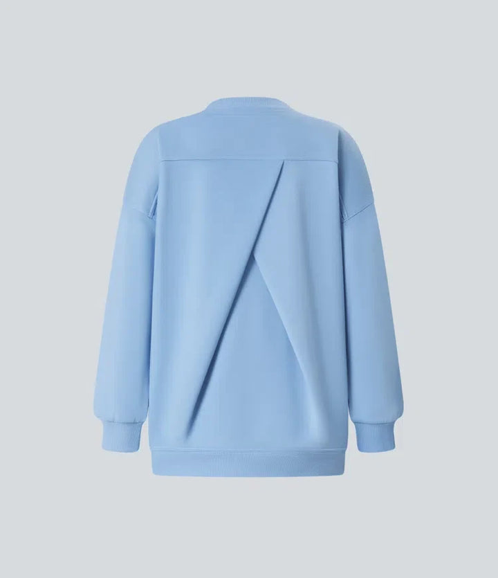 Z okrągłym dekoltem i długim rękawem kieszeń oversize polarowy bluza na co dzień