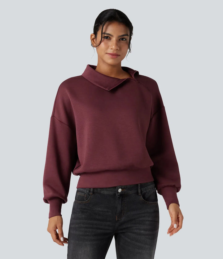 SpacerTek z kołnierzem kominowym połowa zamek oversize bluza na co dzień
