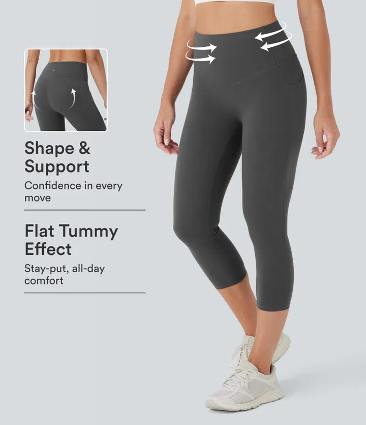 Milejka UltraSculpt z wysokim stanem unoszące pośladki modelujące brzuch kieszeń modelujące capri legginsy treningowe