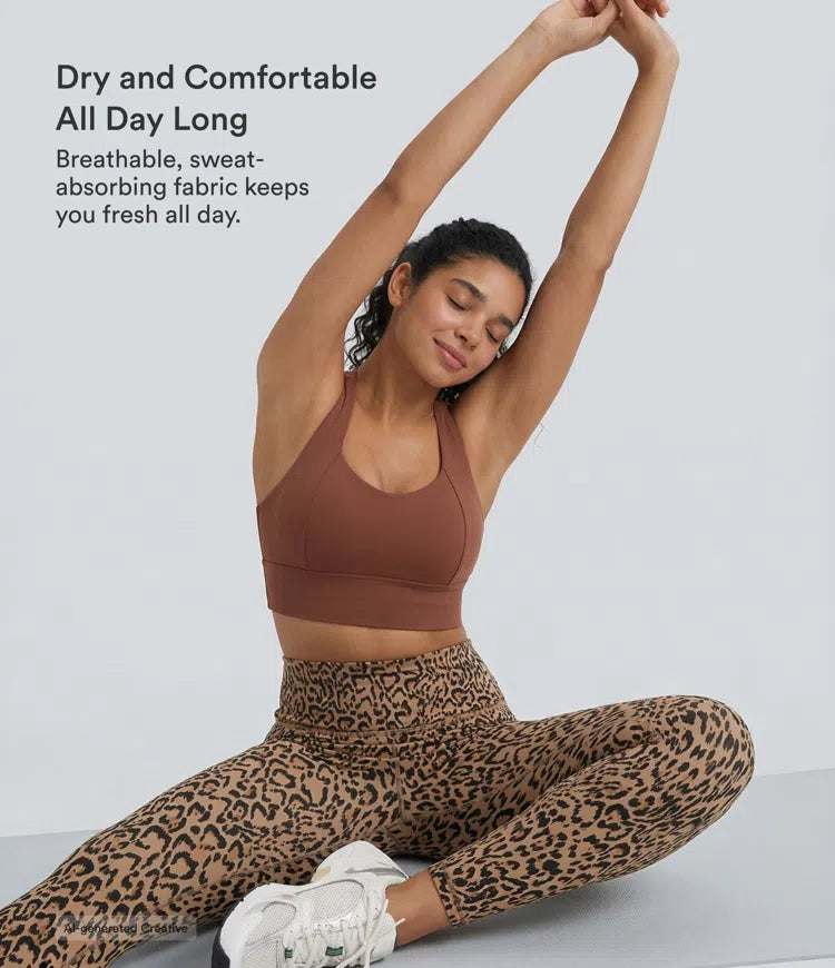 Halara UltraSculpt legginsy do jogi w panterkę, z wysokim stanem, modelujące brzuch i z kieszeniami