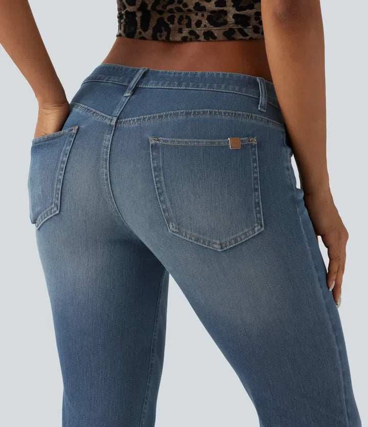 Milejka Flex z niskim stanem sprany bootcut jeansy na co dzień z kieszeniami