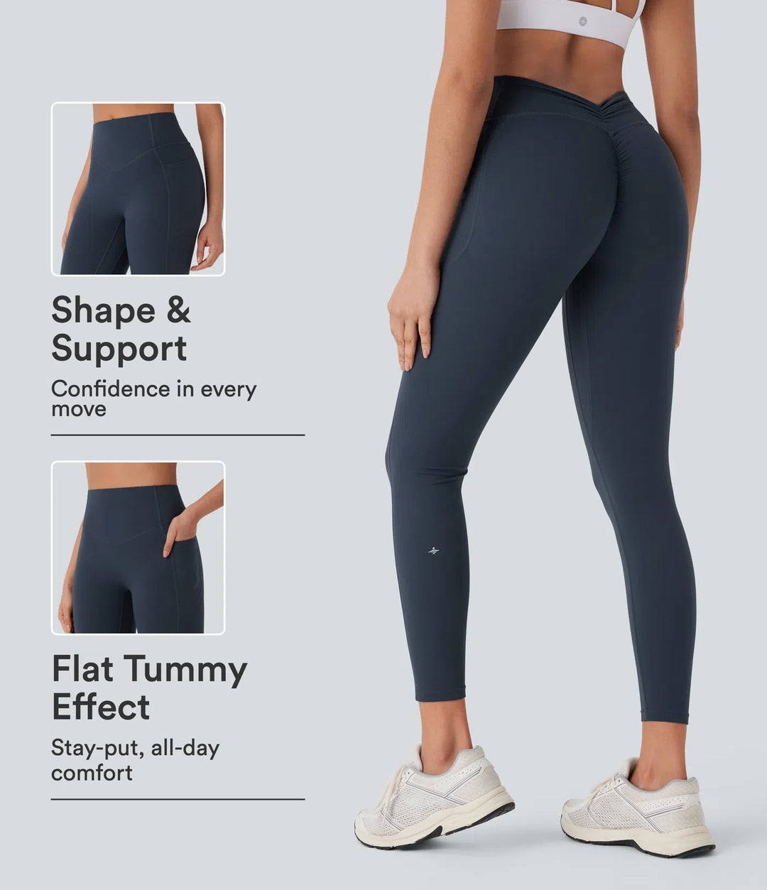 Halara UltraSculpt legginsy do jogi z wysokim stanem, z kontrolą brzucha, unoszącym efektem na pośladki, marszczone, z kieszeniami i modelującym krojem