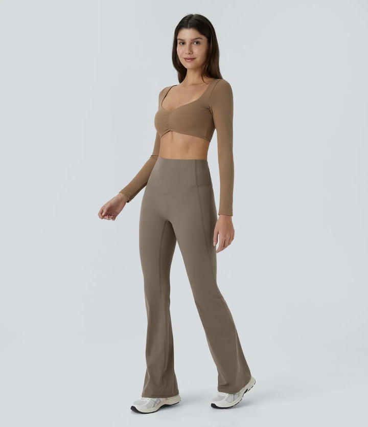 Milejka UltraSculpt z wysokim stanem modelujące brzuch modelujące joga legginsy flare