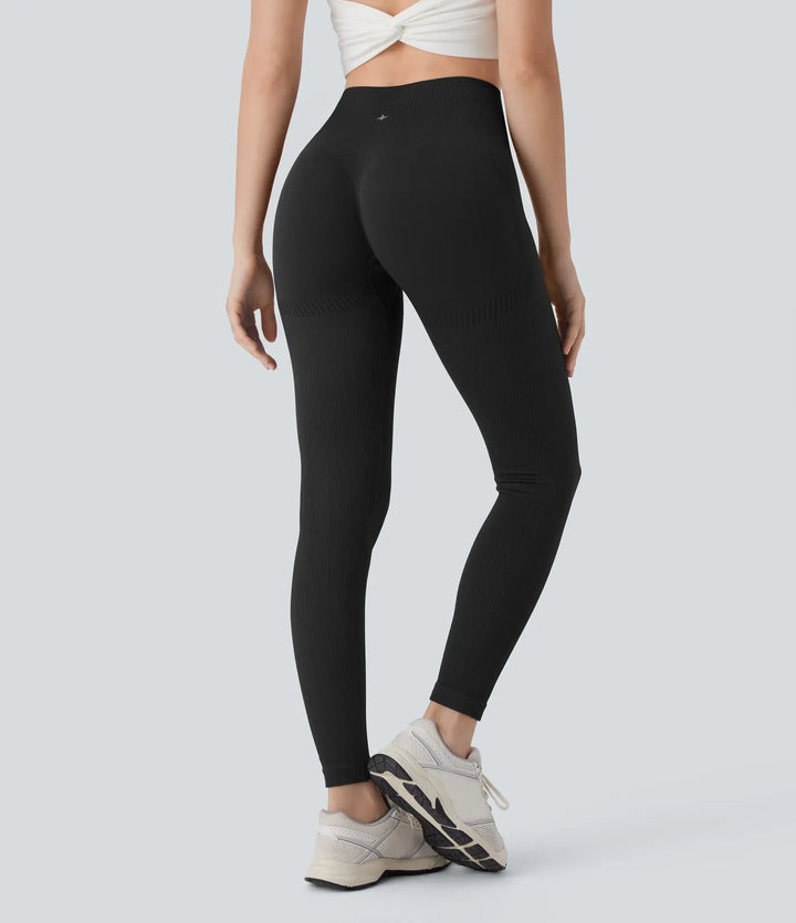 bezszwowy Flow z wysokim stanem modelujące brzuch unoszące pośladki 7/8 legginsy do jogi