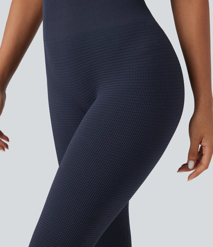 OneForm Bezszwowe gofrowane legginsy do jogi z wysokim stanem, długość 7/8