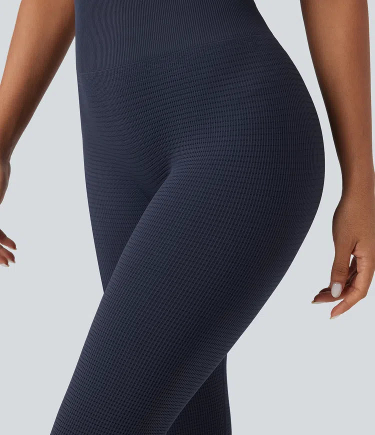 OneForm Bezszwowe gofrowane legginsy do jogi z wysokim stanem, długość 7/8