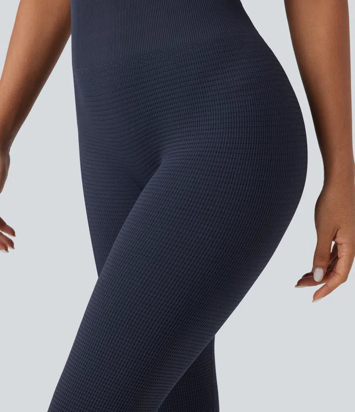 OneForm Bezszwowe gofrowane legginsy do jogi z wysokim stanem, długość 7/8