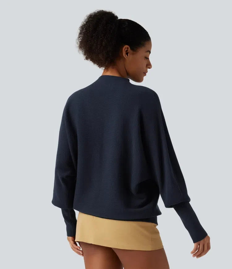 Z półgolfem nietoperzowy z długim rękawem sweter do pracy