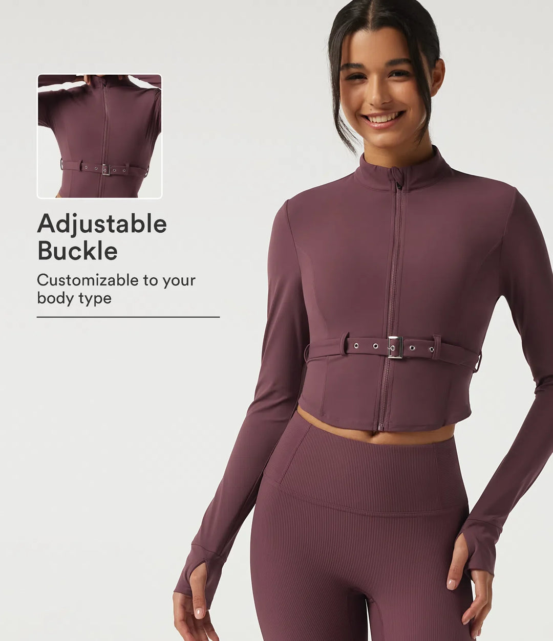 Milejka UltraSculpt ze stójką i długim rękawem z klamrą z paskiem joga Curvy kurtka