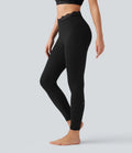Halara UltraSculpt legginsy do jogi w kształcie litery V z wysokim stanem, kontrastową koronką i kieszeniami