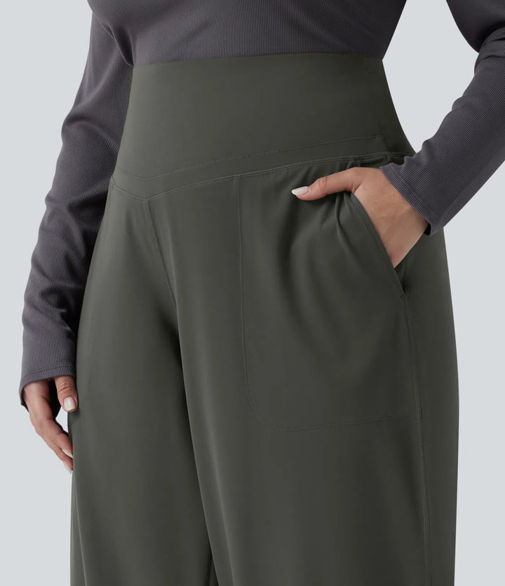 Halara UltraSculpt spodnie do jogi w rozmiarze plus size z wysokim stanem, kontrolą brzucha, prostą nogawką i kieszeniami