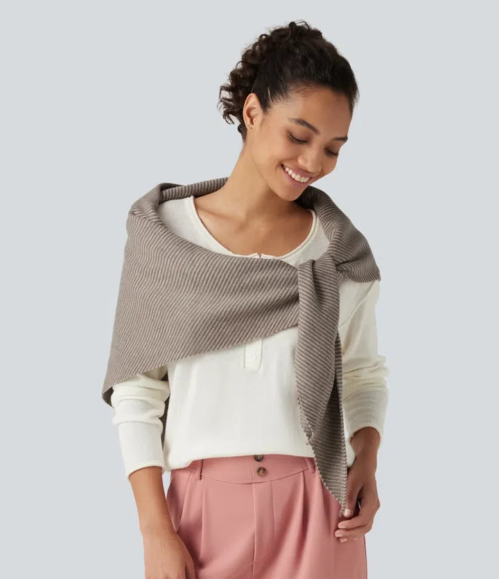 W paski dzianinowy sweter na co dzień szalik