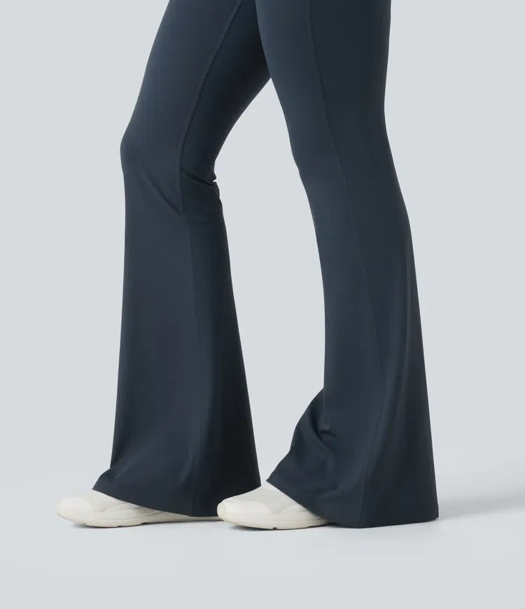 Milejka UltraSculpt z wysokim stanem krzyżowany modelujące brzuch flare treningowy legginsy z kieszeniami