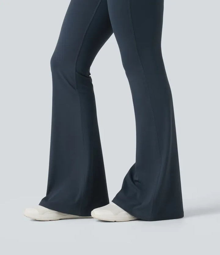 Milejka UltraSculpt z wysokim stanem krzyżowany modelujące brzuch flare treningowy legginsy z kieszeniami
