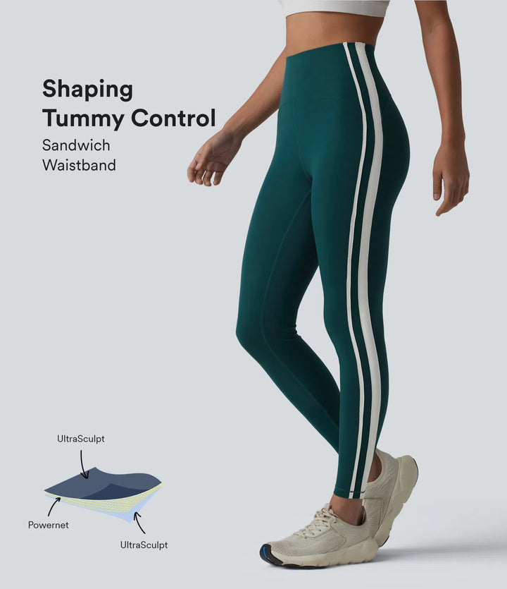 Halara Ultrasculpt legginsy 7/8 do jogi z wysokim stanem, kontrolą brzucha i bocznym paskiem