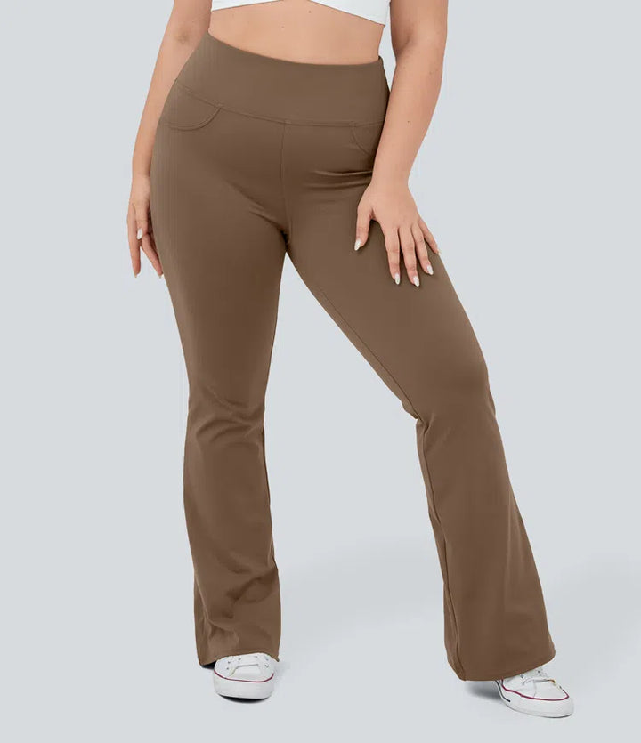 DayStretch legginsy do jogi z wysokim stanem, kieszeniami i rozkloszowanymi nogawkami — w rozmiarze plus