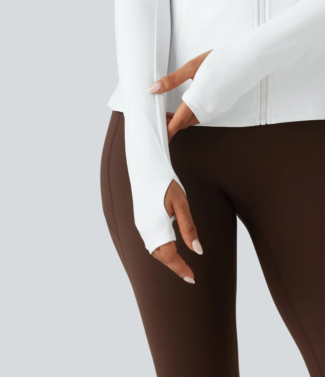 SoftlyZero Airy ze stójką i długim rękawem z otworem na kciuk Eyelet z falbankowym dołem InstantCool joga kurtka z kieszeniami-UPF50+