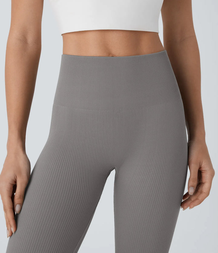 Seamless Flow 7/8 legginsy do jogi z wysokim stanem, modelowaniem brzucha i efektem uniesienia pośladków