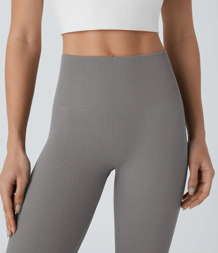 Seamless Flow 7/8 legginsy do jogi z wysokim stanem, modelowaniem brzucha i efektem uniesienia pośladków