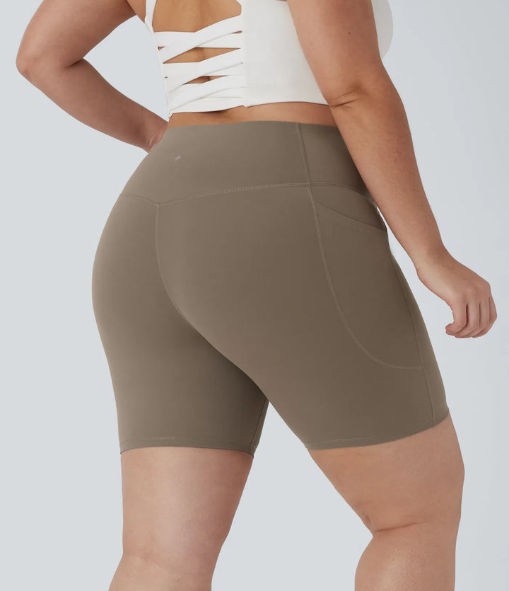 Halara UltraSculpt wysokie szorty kolarskie dla rozmiaru plus, modelujące i kontrolujące brzuch, długość 7&