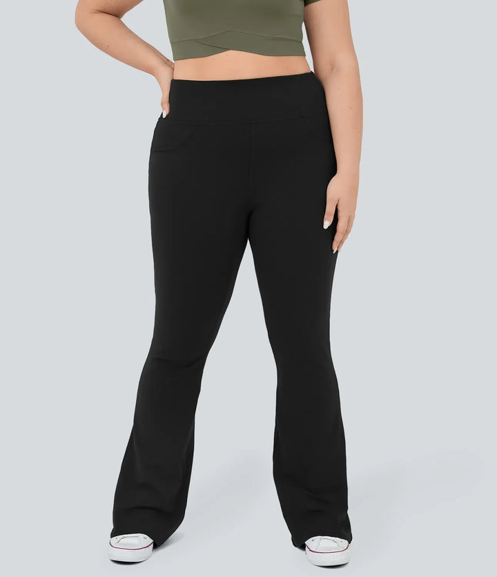 DayStretch z wysokim stanem i kieszenią flare joga plus size legginsy
