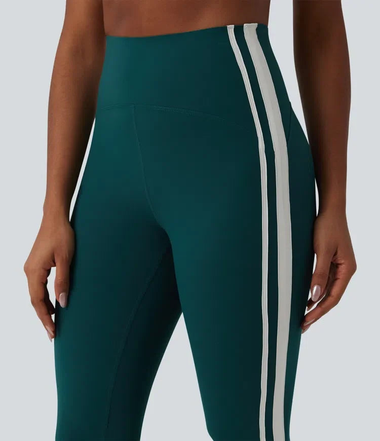 Milejka UltraSculpt z wysokim stanem modelujące brzuch bok w paski joga 7/8 legginsy flare