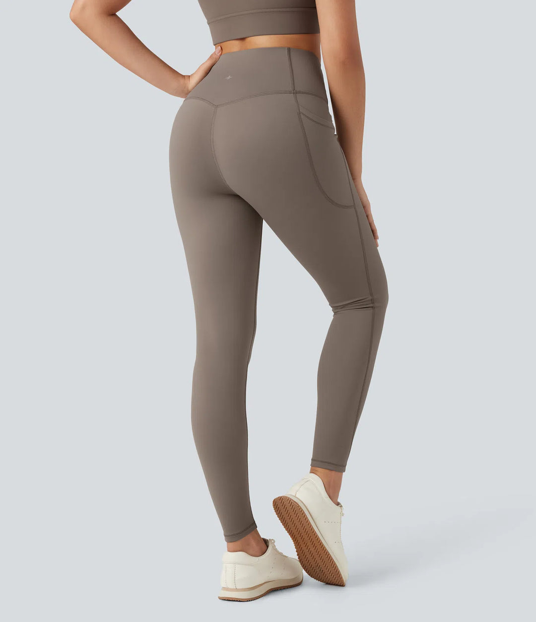 SoCinched legginsy do jogi z polaru z wysokim stanem, modelujące brzuch, z kieszeniami.