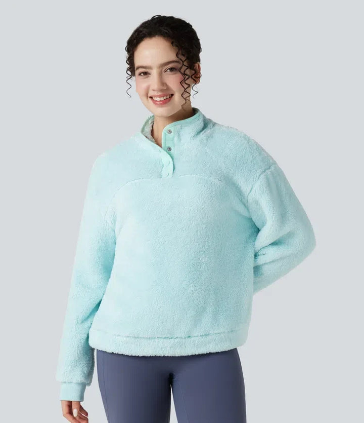Ze stójką z guzikami na co dzień polarowy bluza