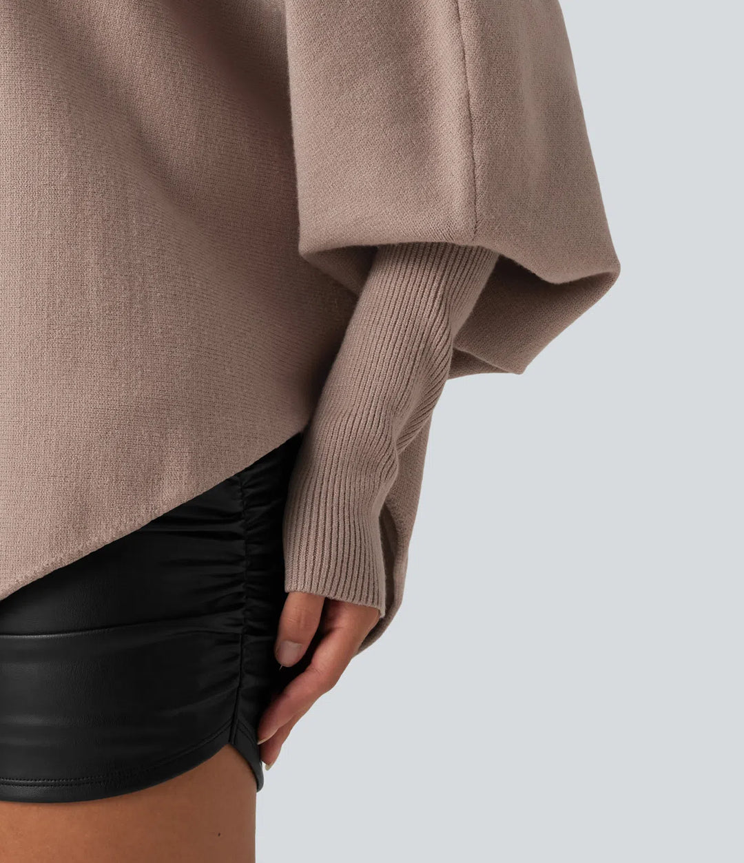 Sweter na co dzień z rękawami typu nietoperz (długie rękawy) i asymetrycznym dołem