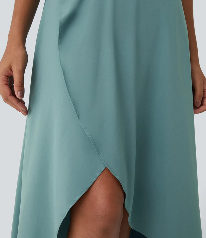 Breezeful z wysokim stanem High Low Ruffle 2-in-1 Flowy szybkoschnący na co dzień regularny spódnica maxi