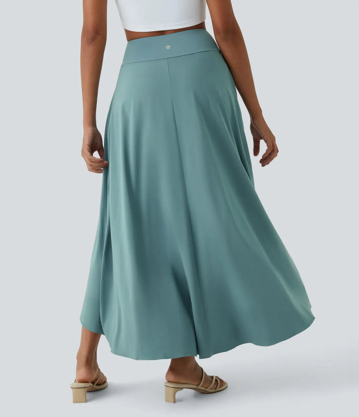 Breezeful z wysokim stanem High Low Ruffle 2-in-1 Flowy szybkoschnący na co dzień regularny spódnica maxi