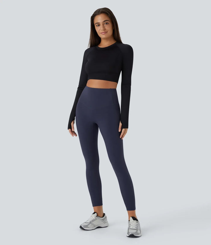 SoftlyZero pluszowy termiczny z wysokim stanem modelujące brzuch kieszeń treningowy legginsy
