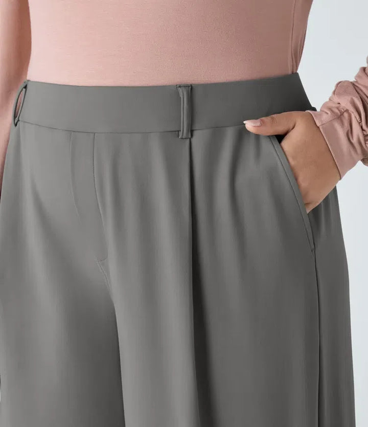 Milejka Flex DayStretch z wysokim stanem i kieszenią z prostą nogawką do pracy plus size spodnie