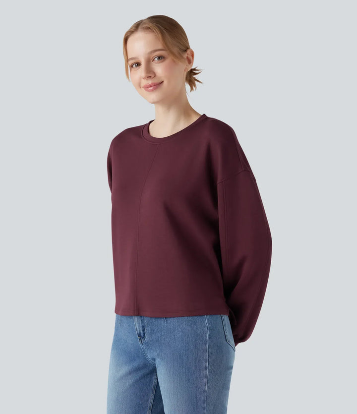 Z okrągłym dekoltem i długim rękawem High Low bluza na co dzień